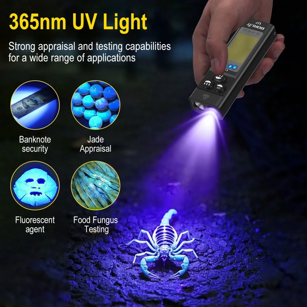BORUiT U7 UV LED EDC Flashligh - Fishing Light 评论和价格