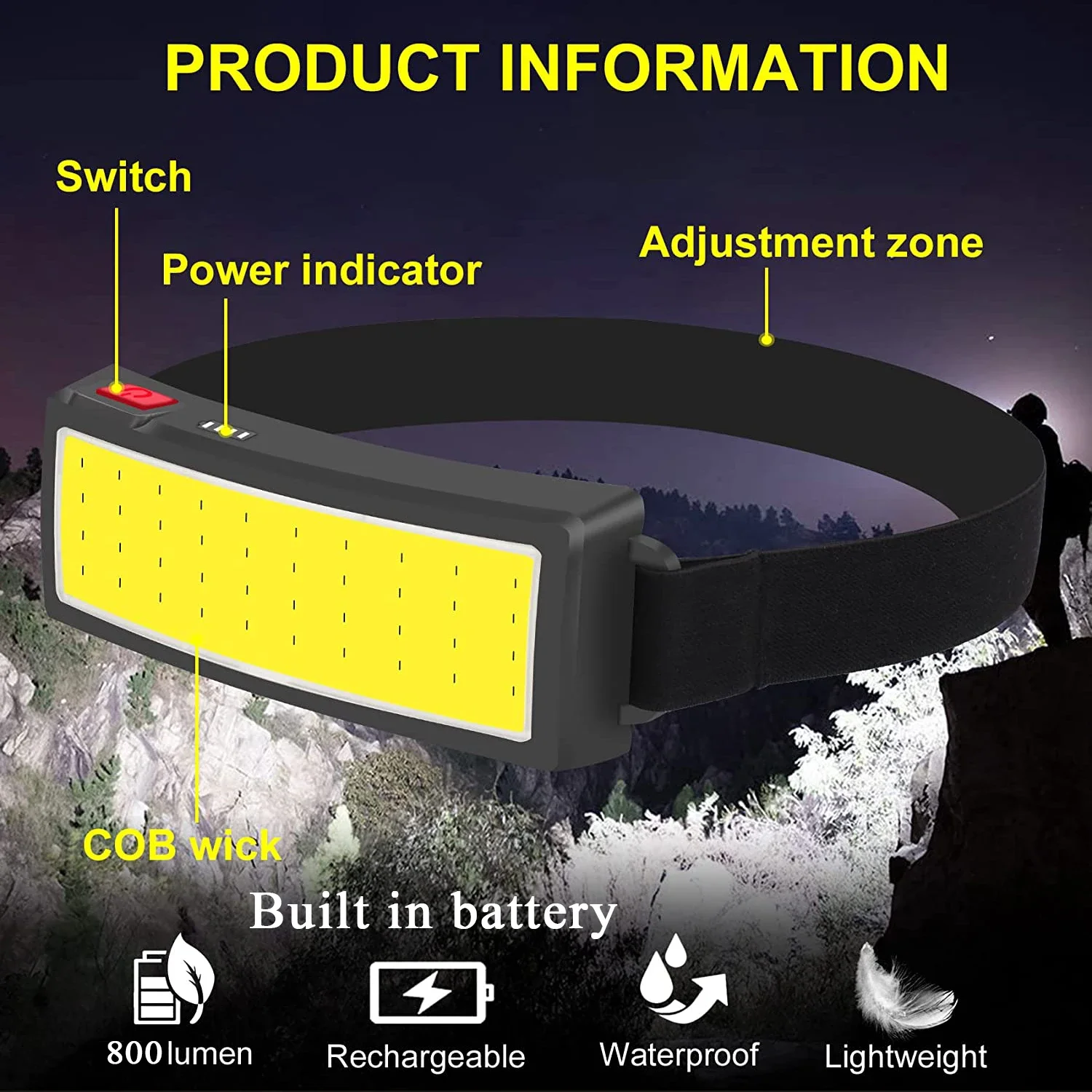 COB Portable LED Headlights Ou - Fish Finder Battery 评论和价格