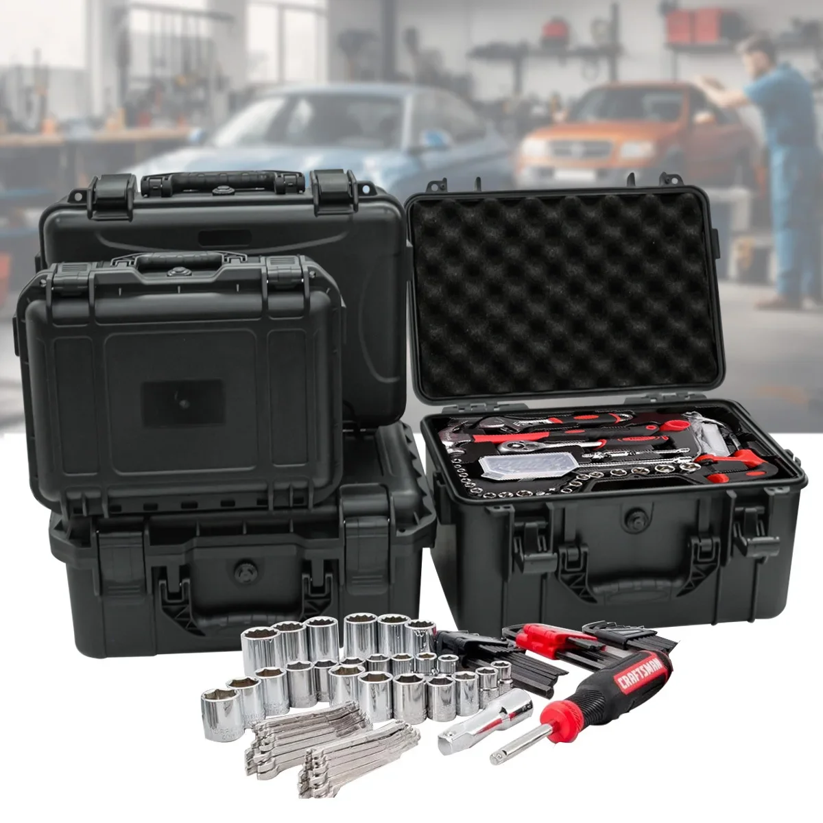 1 portable toolbox with pre cu - Fish Finder Case 评论和价格